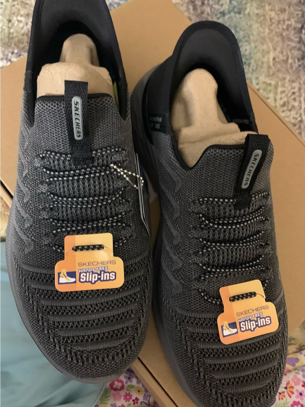 Skechers Men's Slip-On Knit Sneakers - Charcoal